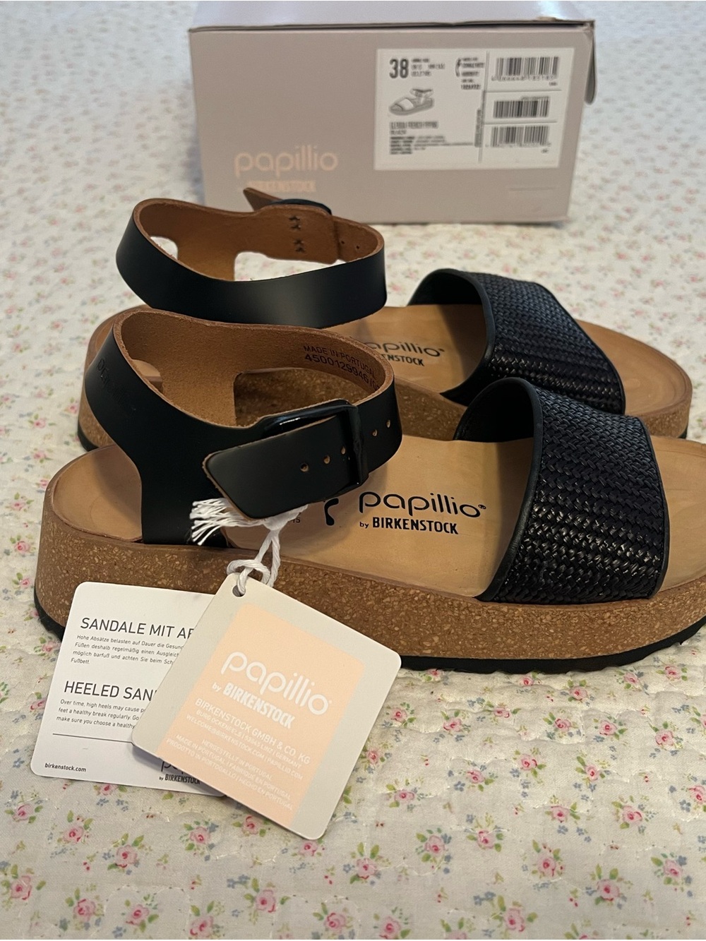 Birkenstock Papillio Black Woven Platform Sandals